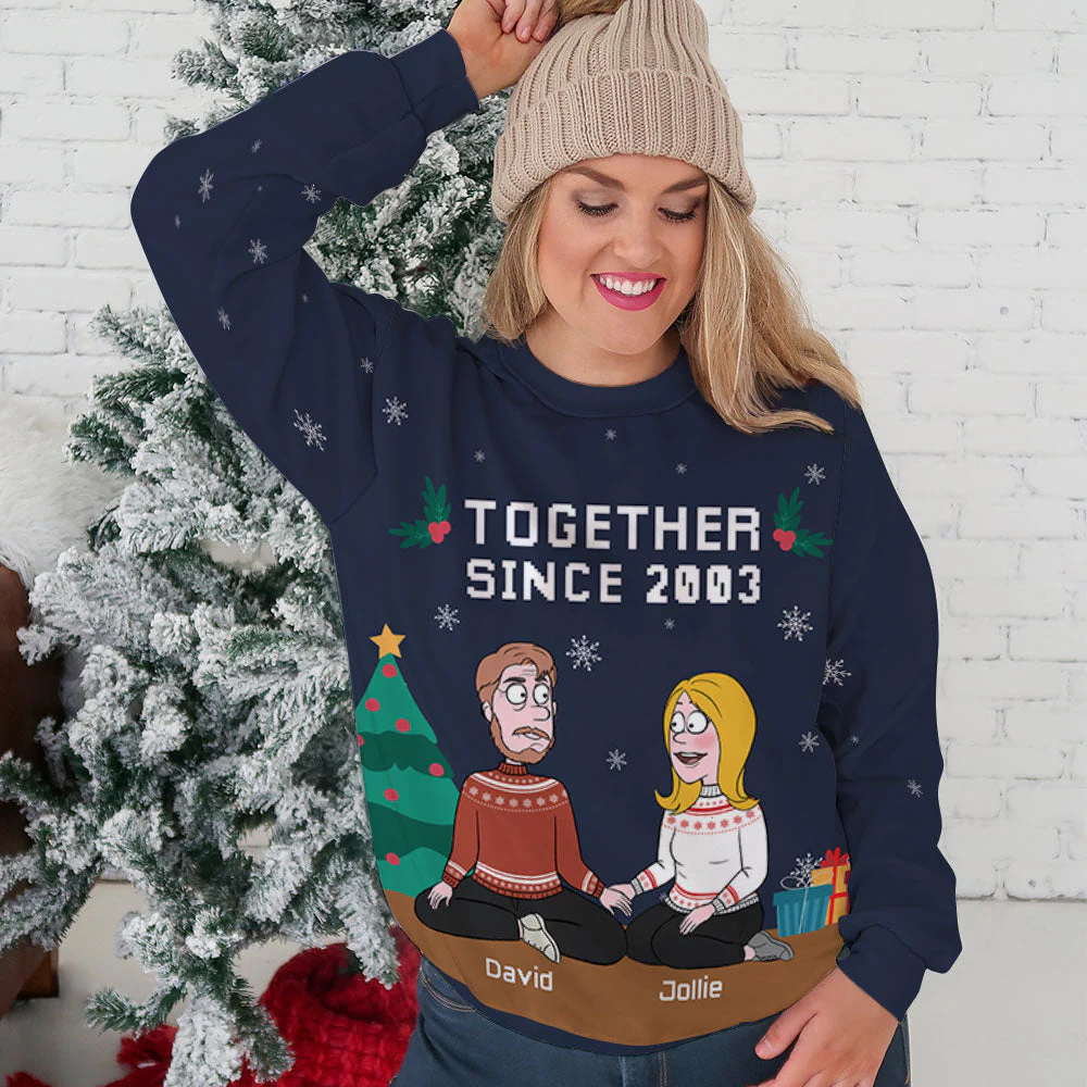 Together Since - Personalized Custom All-Over-Print Sweatshirt - Image 4