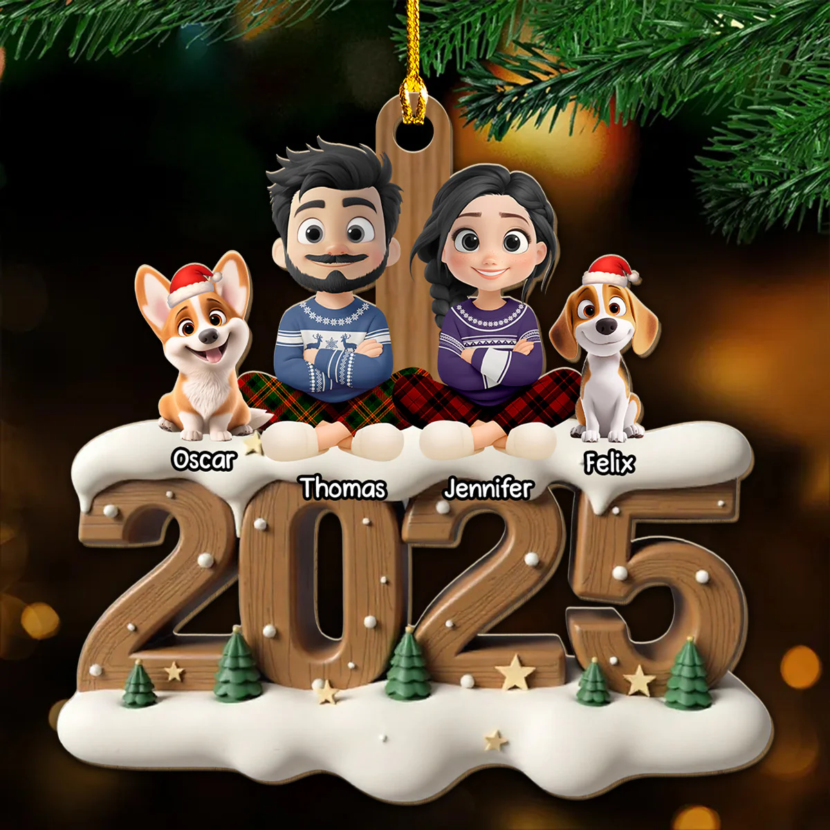 Together This Year Onwards - Personalized Custom 3D Effect Wood Ornament - Image 2