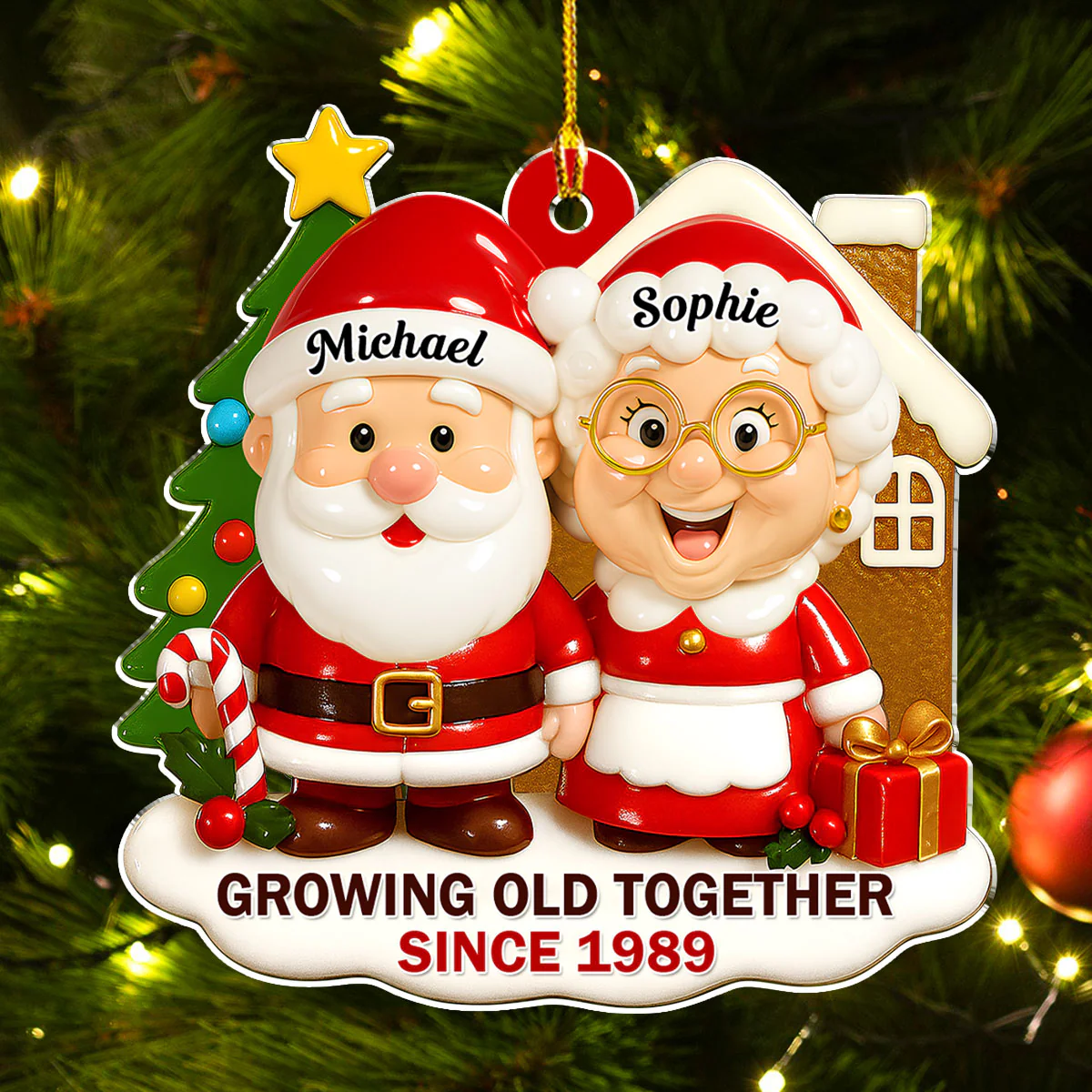 Together Under The Tree - Personalized Custom Acrylic Ornament - Image 2