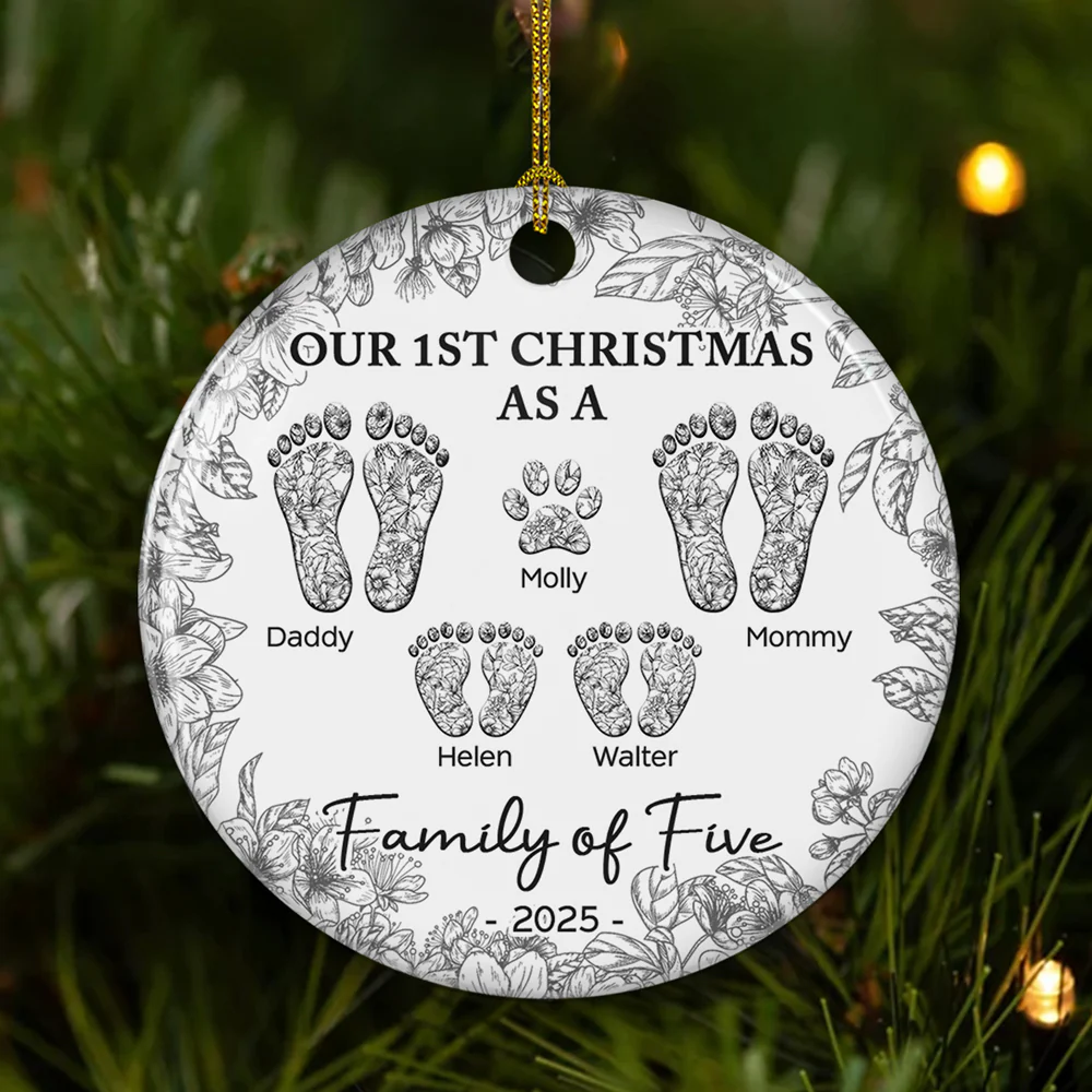 Together We Celebrate Our First - Personalized Custom Ceramic Ornament - Image 4