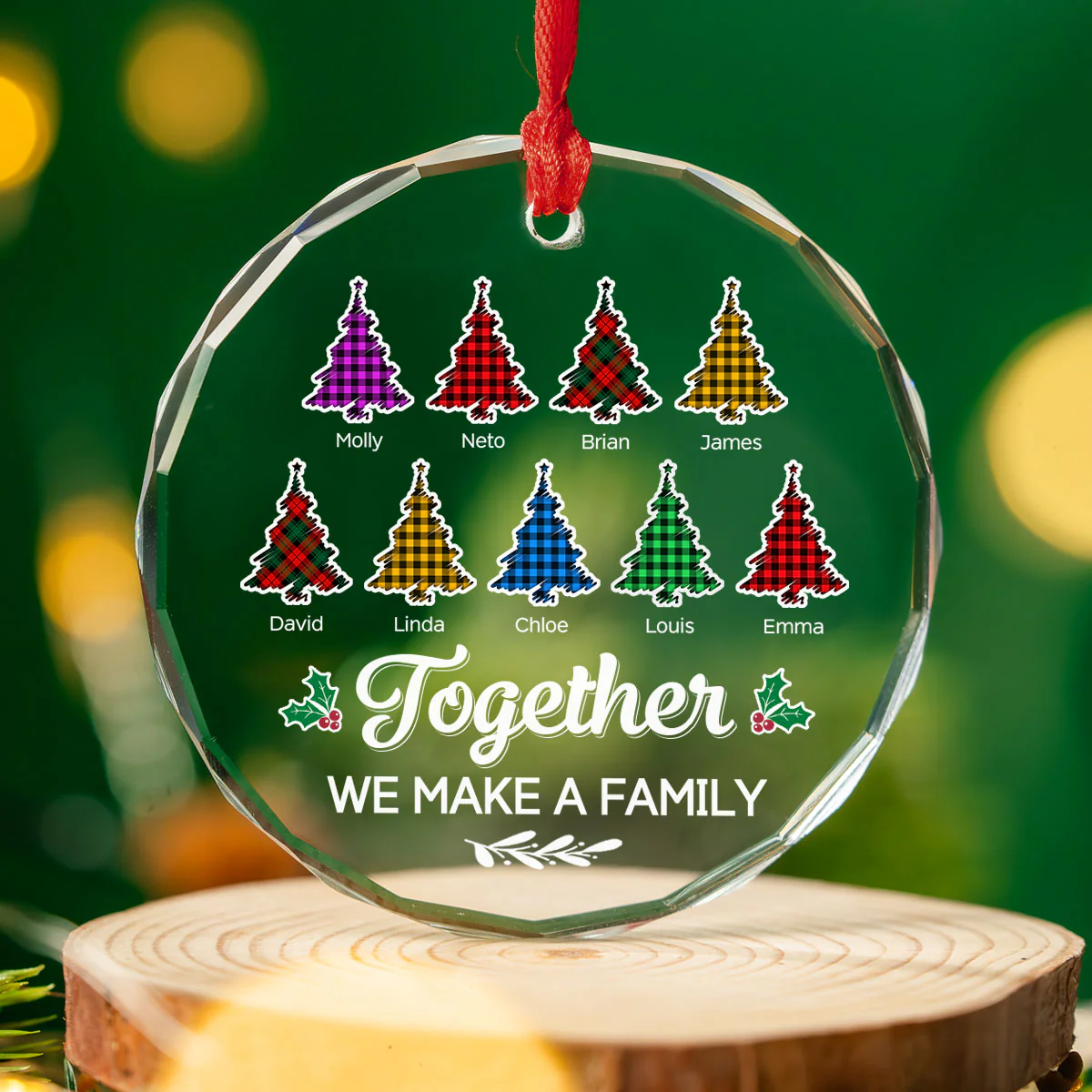 Together We Make A Family - Personalized Custom Glass Ornament - Image 4