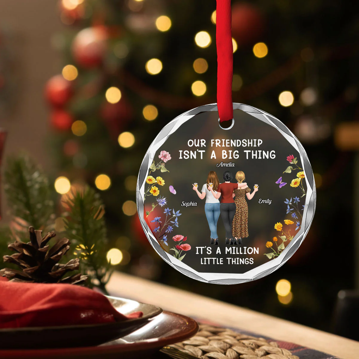 Together We Make Beautiful Memories - Personalized Custom Glass Ornament - Image 3