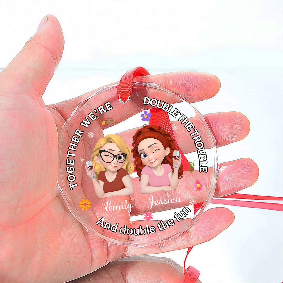 Together We Make Life Fun - Personalized Custom Glass Ornament - Image 4