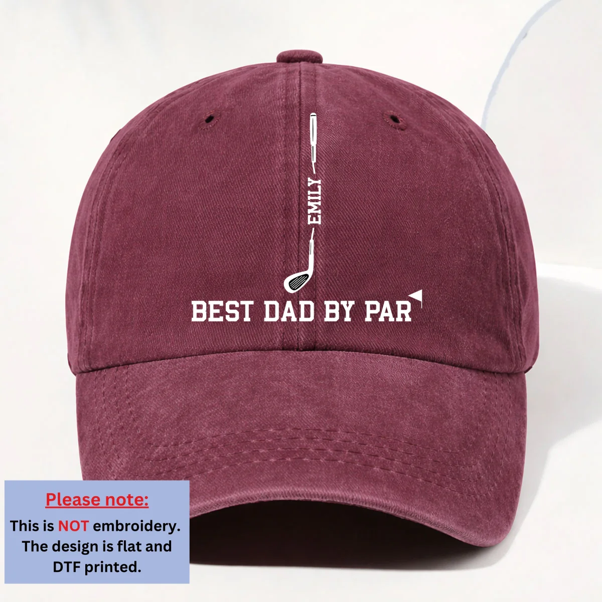 Top Dad By Par - Personalized Custom Vintage Washed Denim Cap - Image 10