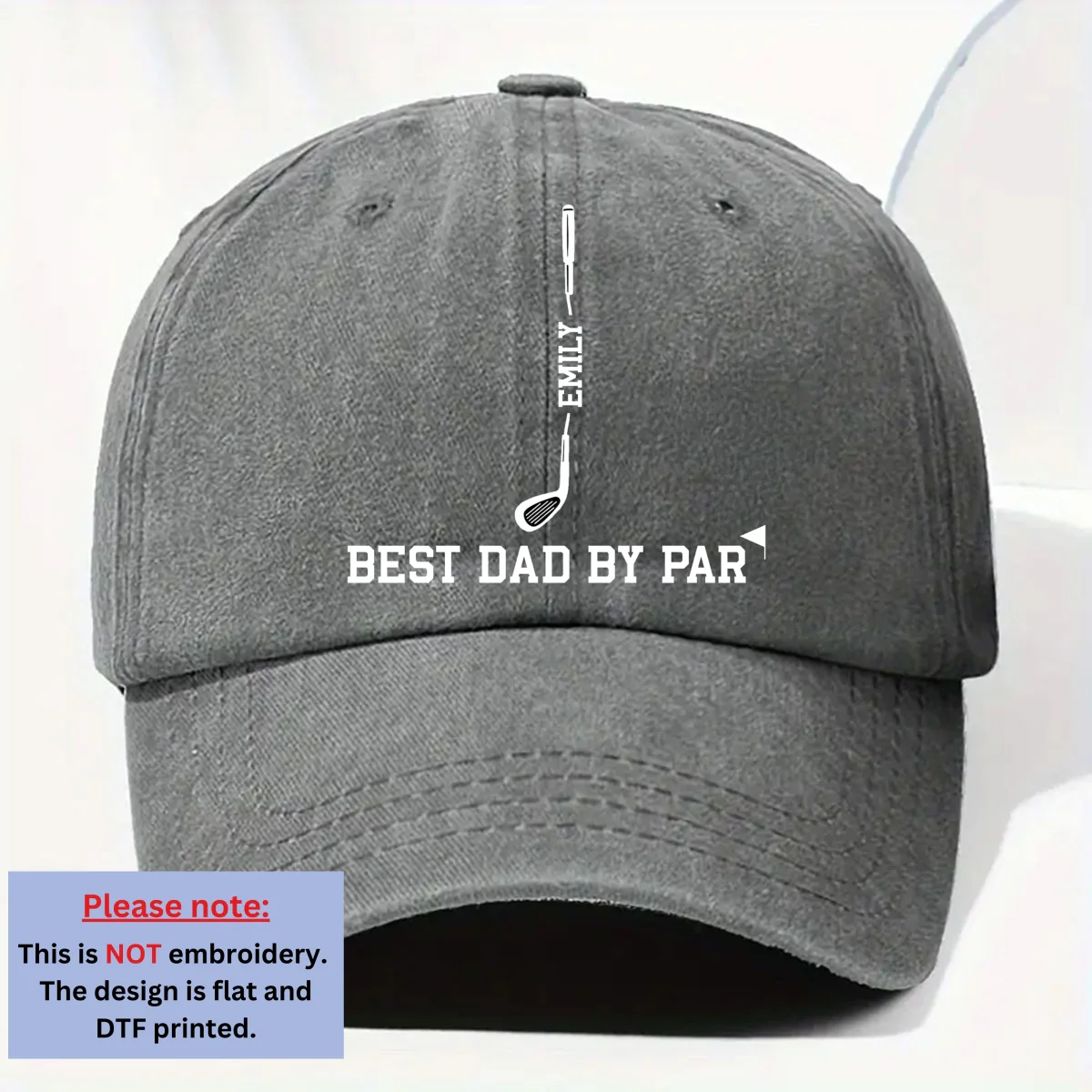 Top Dad By Par - Personalized Custom Vintage Washed Denim Cap - Image 9