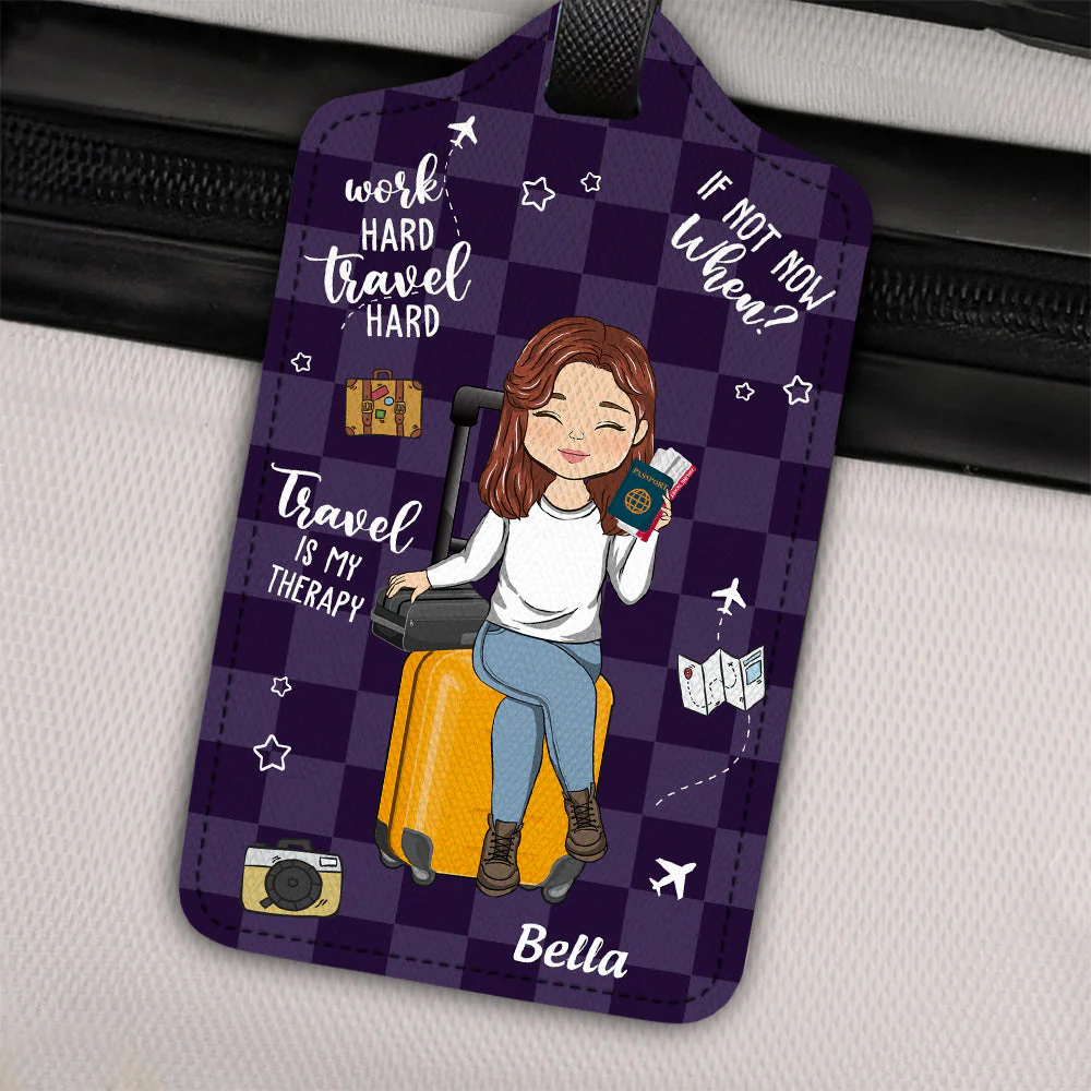 Travel Is My Therapy - Gift For Traveling Lovers - Personalized Luggage Tag - Image 2