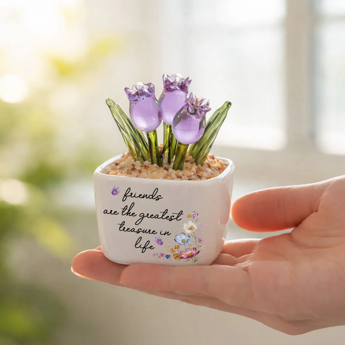 Treasured Friend - Personalized Custom Glass Everlasting Tulips - Image 3