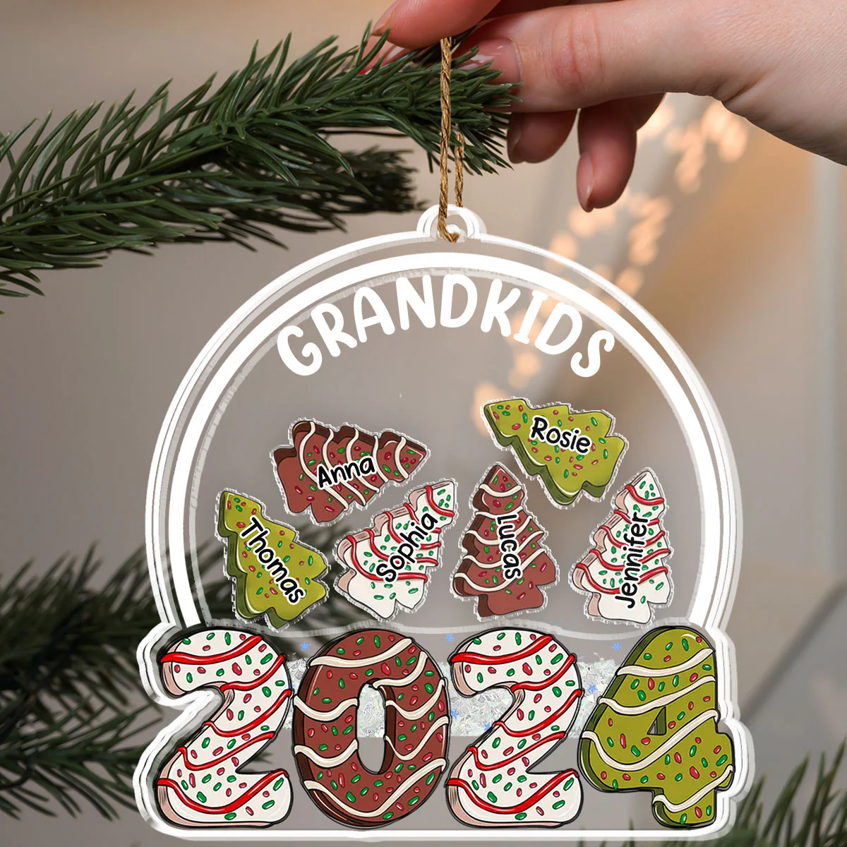 Tree Cake Family - Personalized Custom Acrylic Shaker Ornament - Image 4