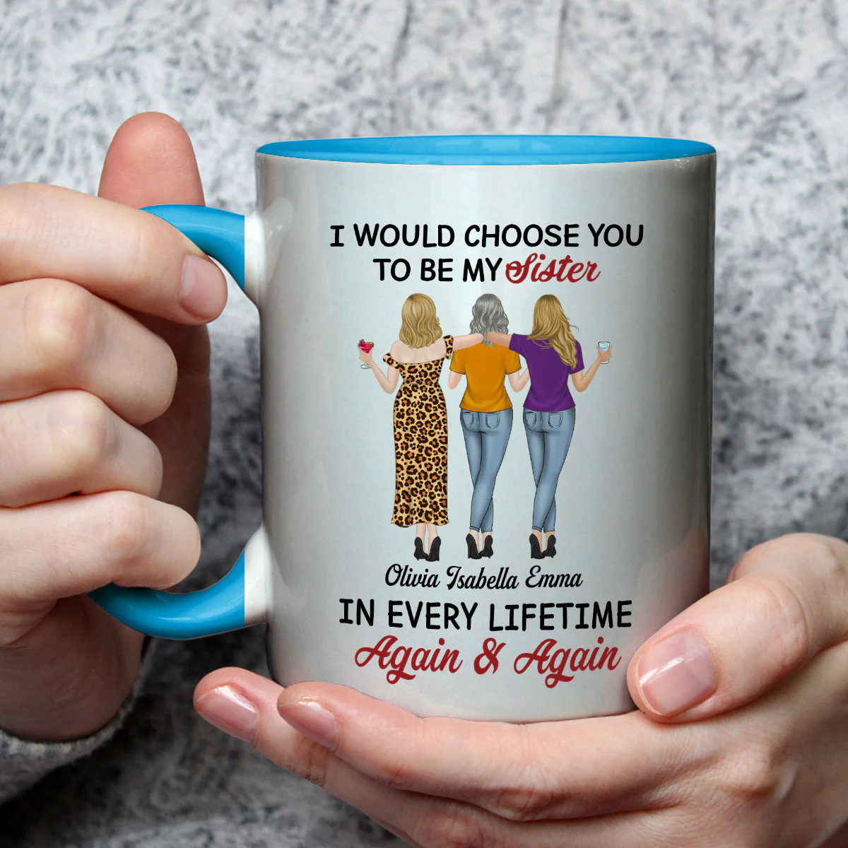 True Friends Always - Personalized Custom Accent Mug - Image 2