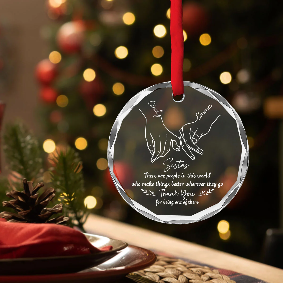 True Friends Are Great Riches - Personalized Custom Glass Ornament - Image 4
