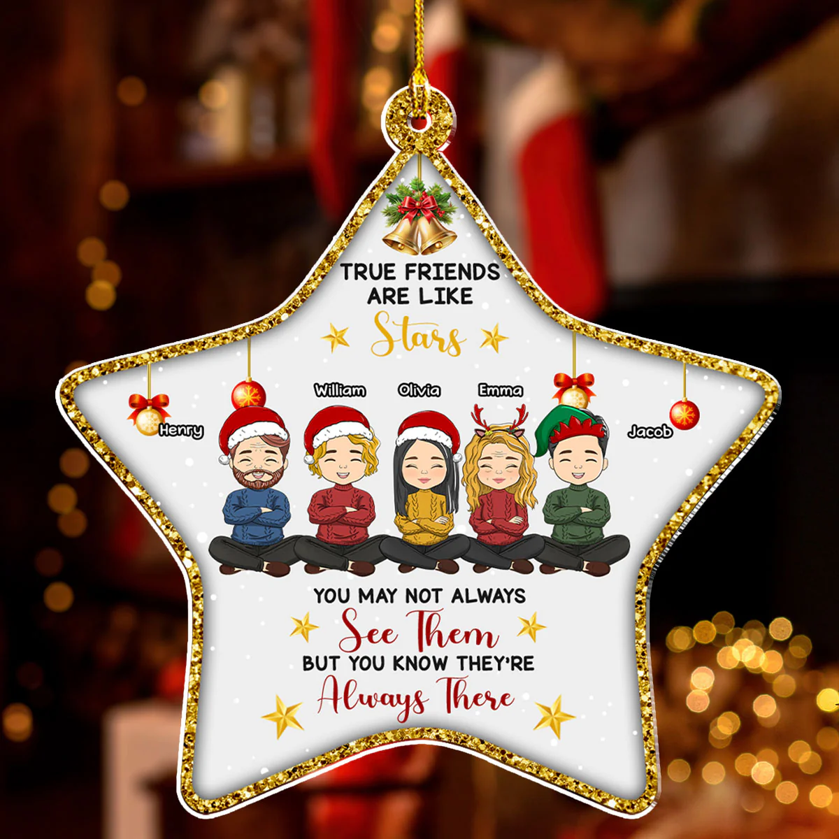 True Friends Are Like Stars - Personalized Custom Acrylic Ornament - Image 3