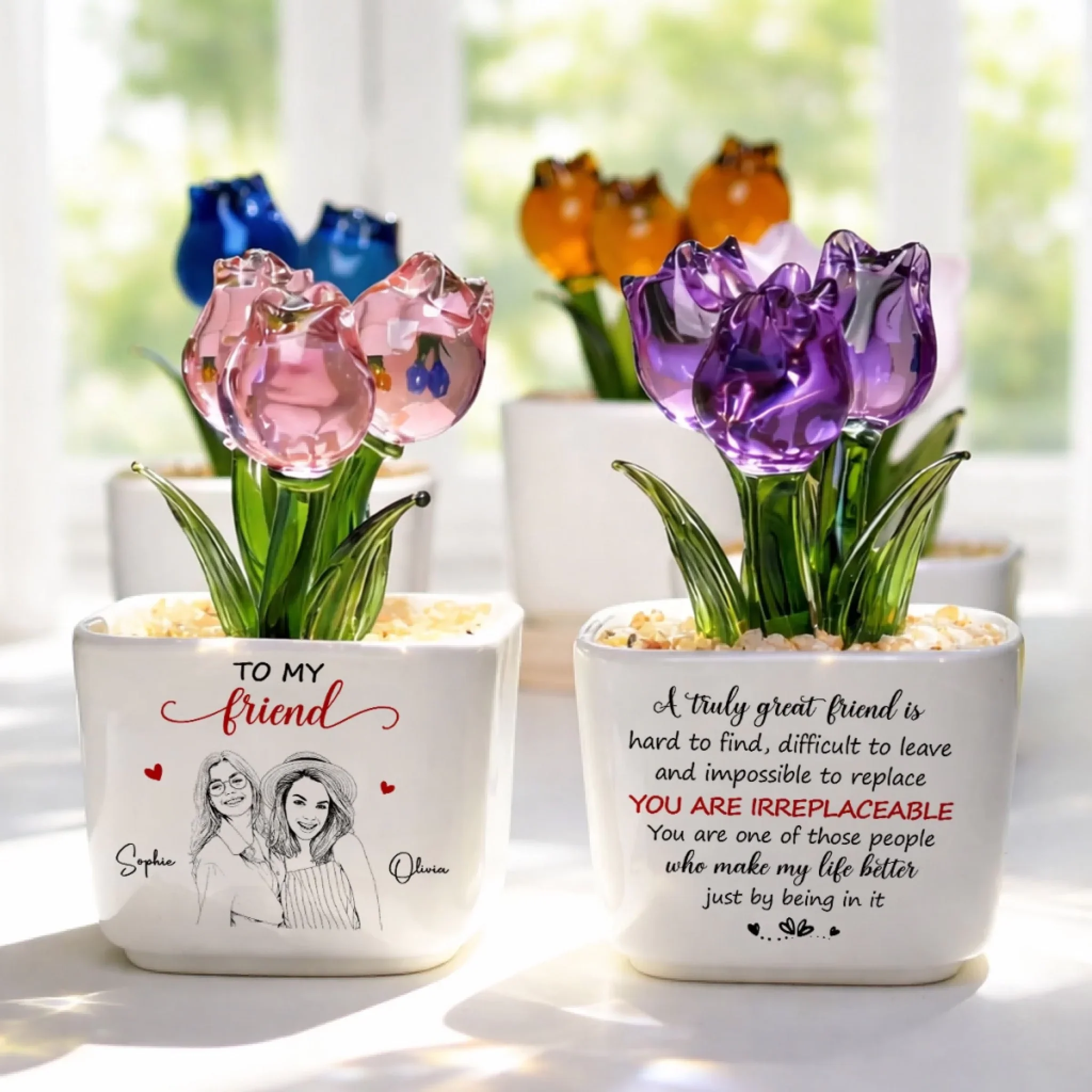 Truly Great Friend - Personalized Custom Glass Everlasting Tulips - Image 3