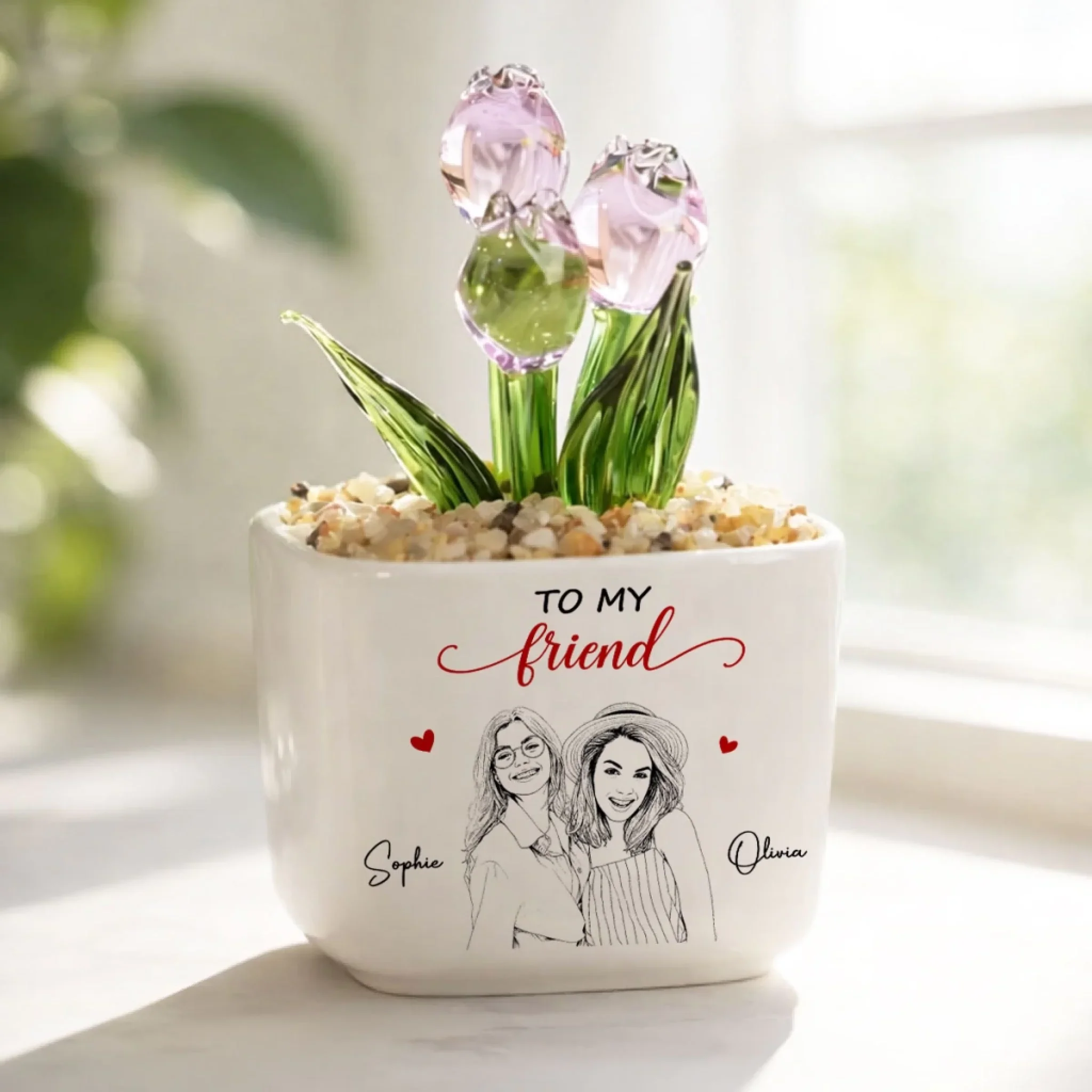 Truly Great Friend - Personalized Custom Glass Everlasting Tulips - Image 9