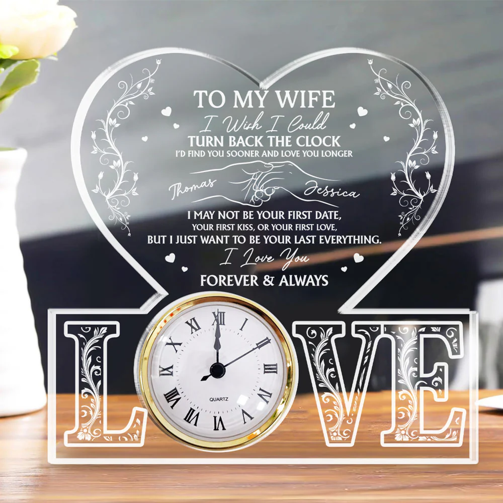 Turn Back The Clock - Personalized Custom Acrylic Desk Clock Plaque
