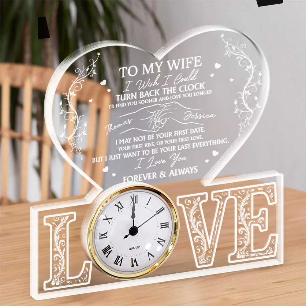 Turn Back The Clock - Personalized Custom Acrylic Desk Clock Plaque - Image 4