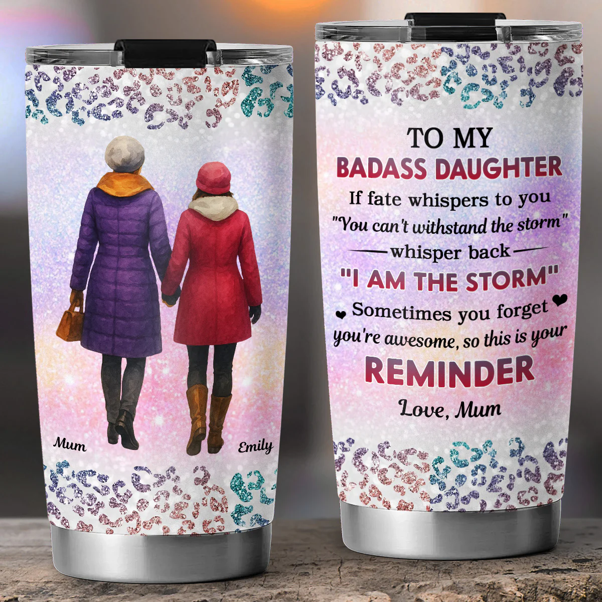 Two Generations One Heart - Personalized Custom Tumbler - Image 2