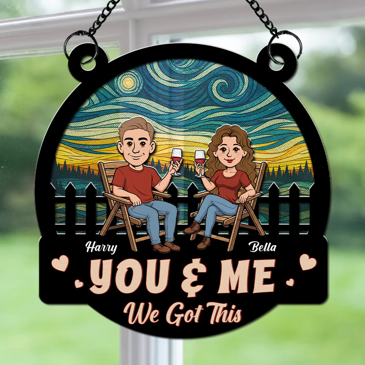 Two Hearts One Journey - Personalized Custom Suncatcher