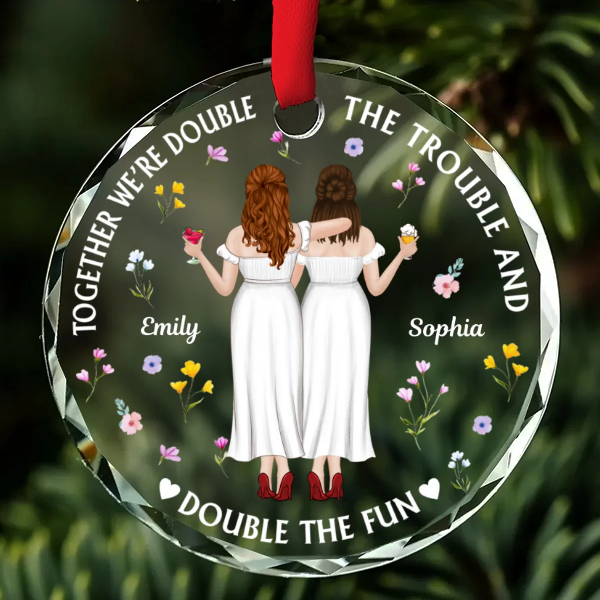 Two Souls One Crazy Journey - Personalized Custom Glass Ornament - Image 6