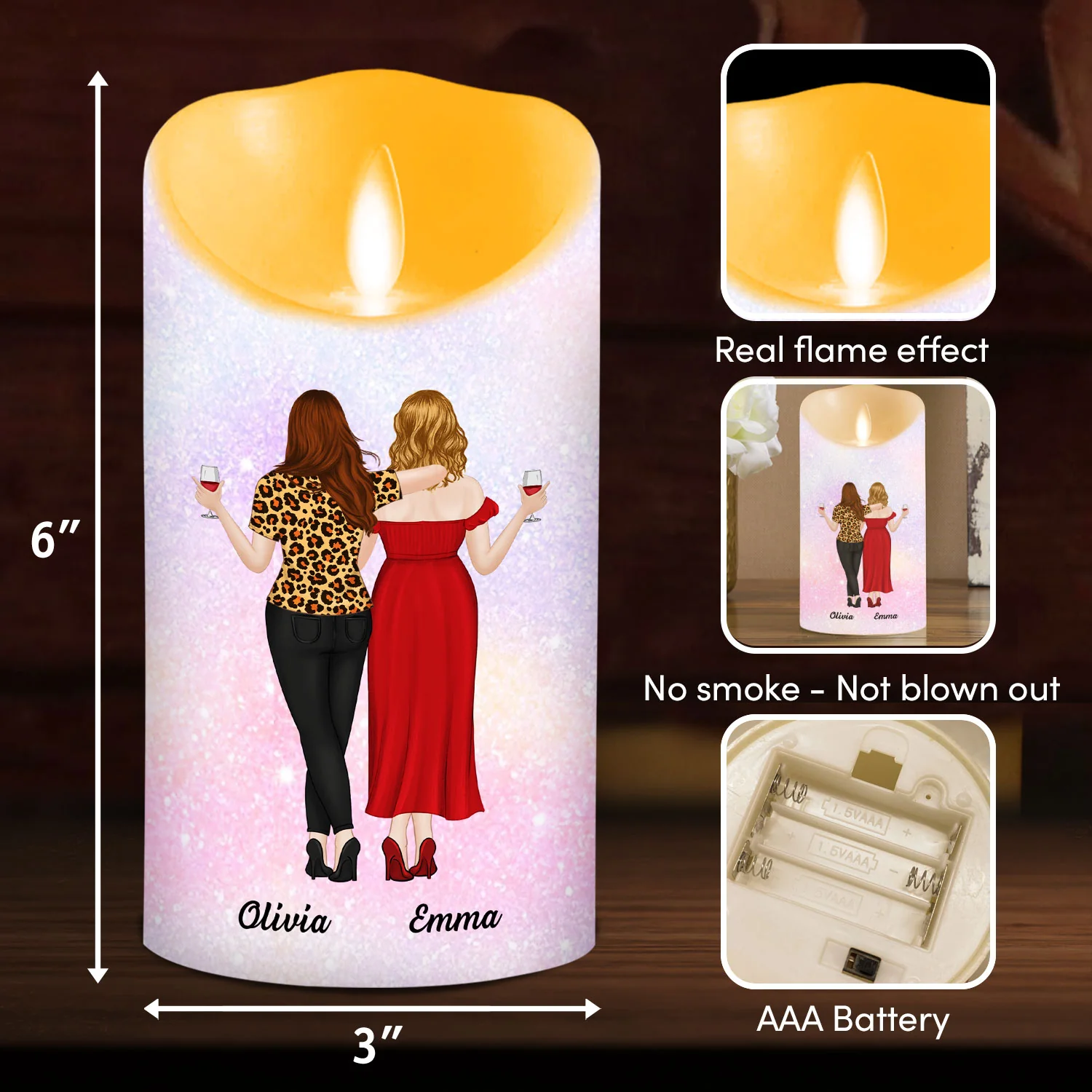 Unbiological Sisters - Personalized Custom LED Candle - Image 5