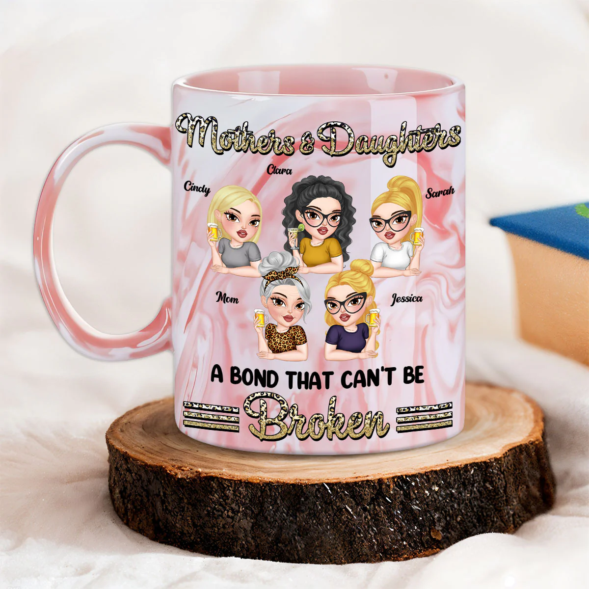 Unbreakable Bond - Personalized Custom Pink Marble Mug - Image 3