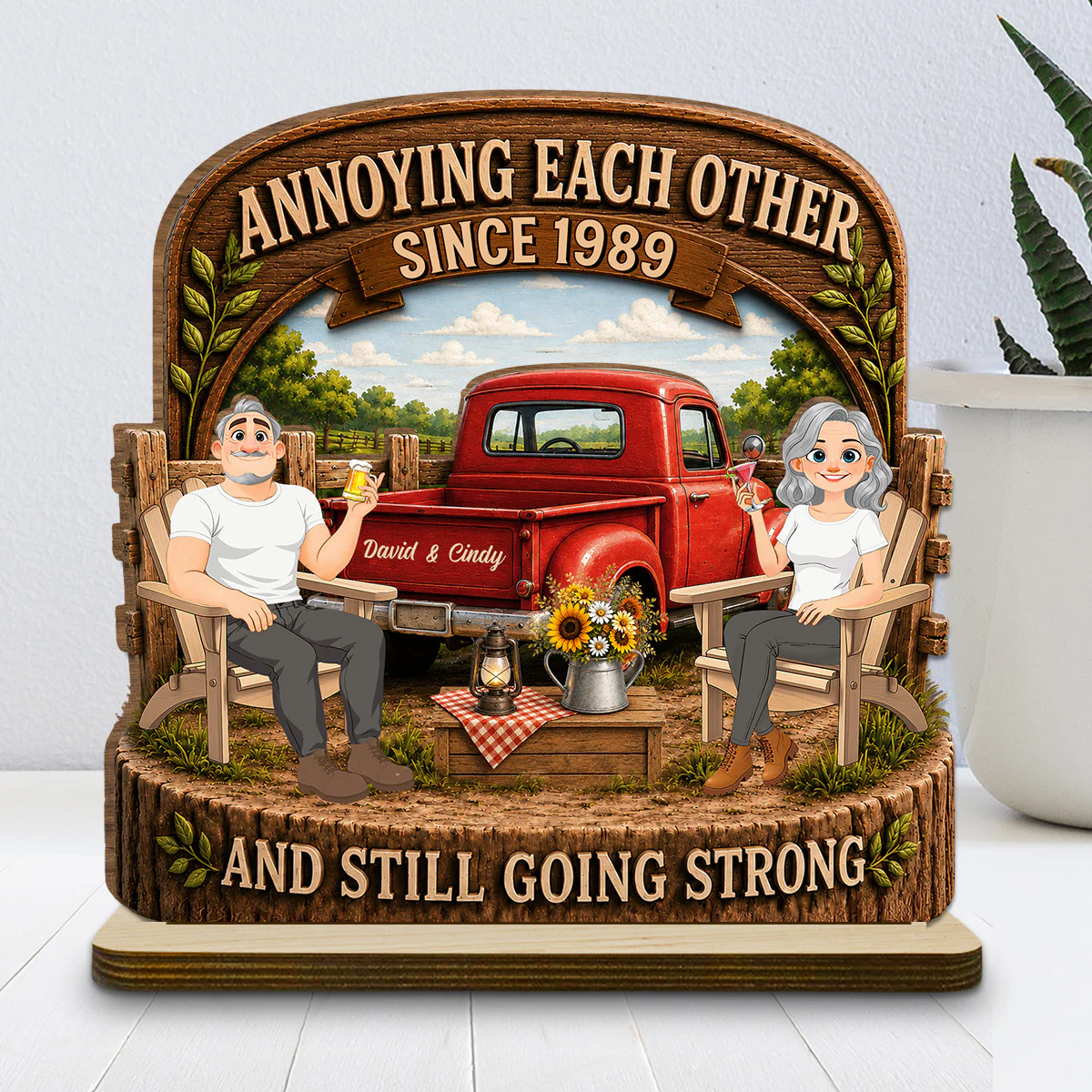 Unbreakable Love - Personalized Custom 2-Layer Wood Plaque With Flat Base - Image 2