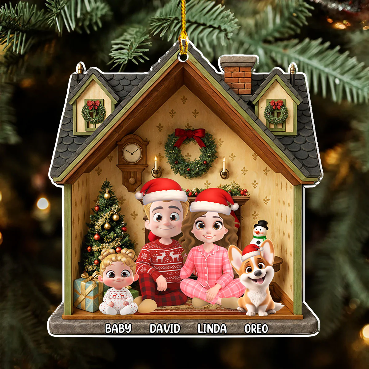 Under The Chimney - Personalized Custom 3D Effect Acrylic Ornament - Image 3