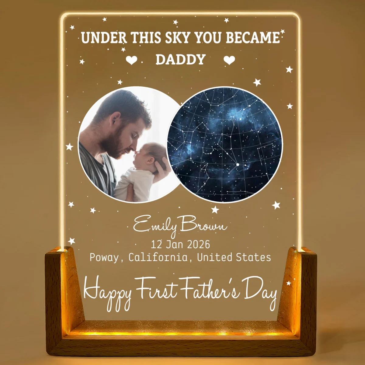 Under This Moon You Became My Daddy - Personalized Custom Night Light - Image 9