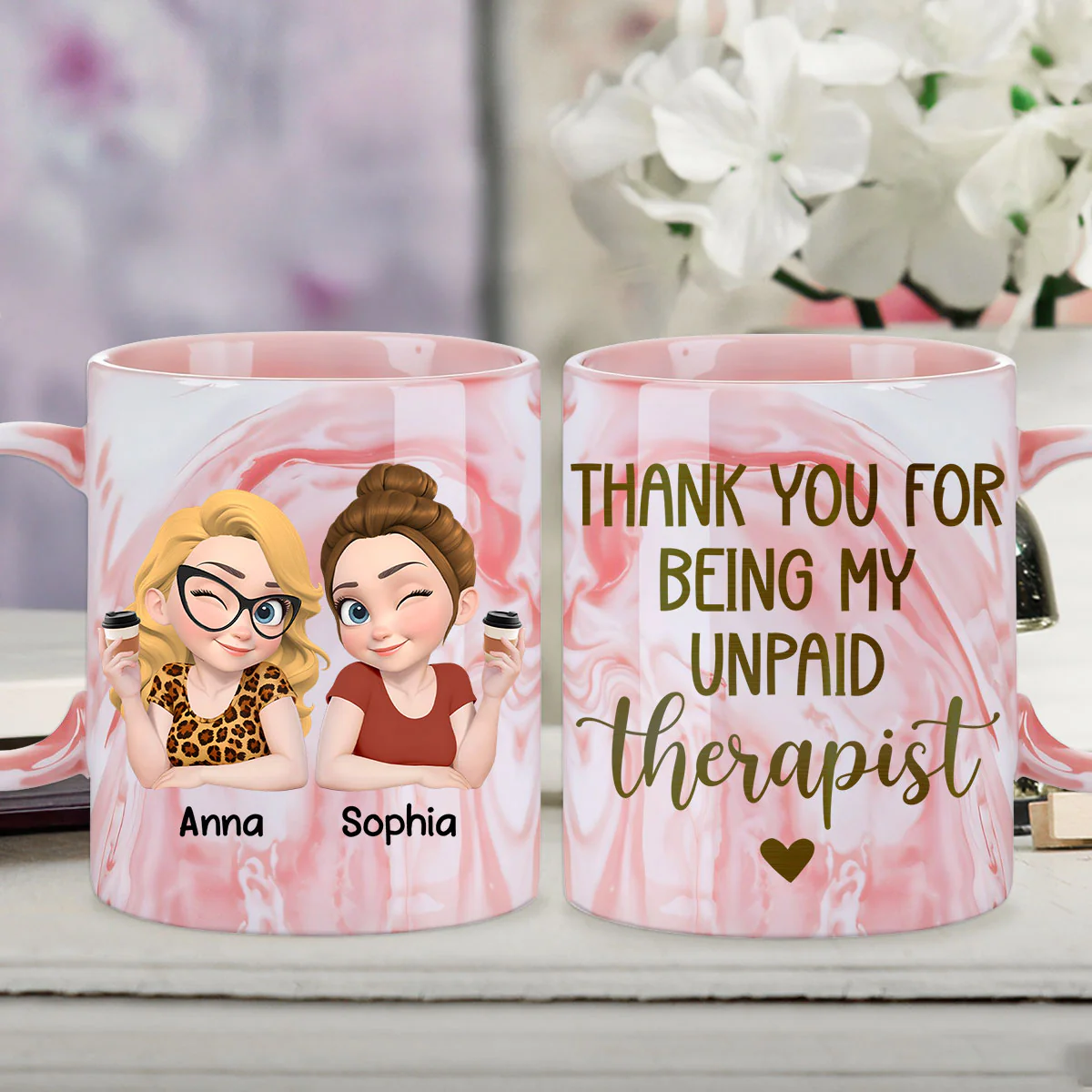Unpaid - Personalized Custom Pink Marble Mug - Image 3