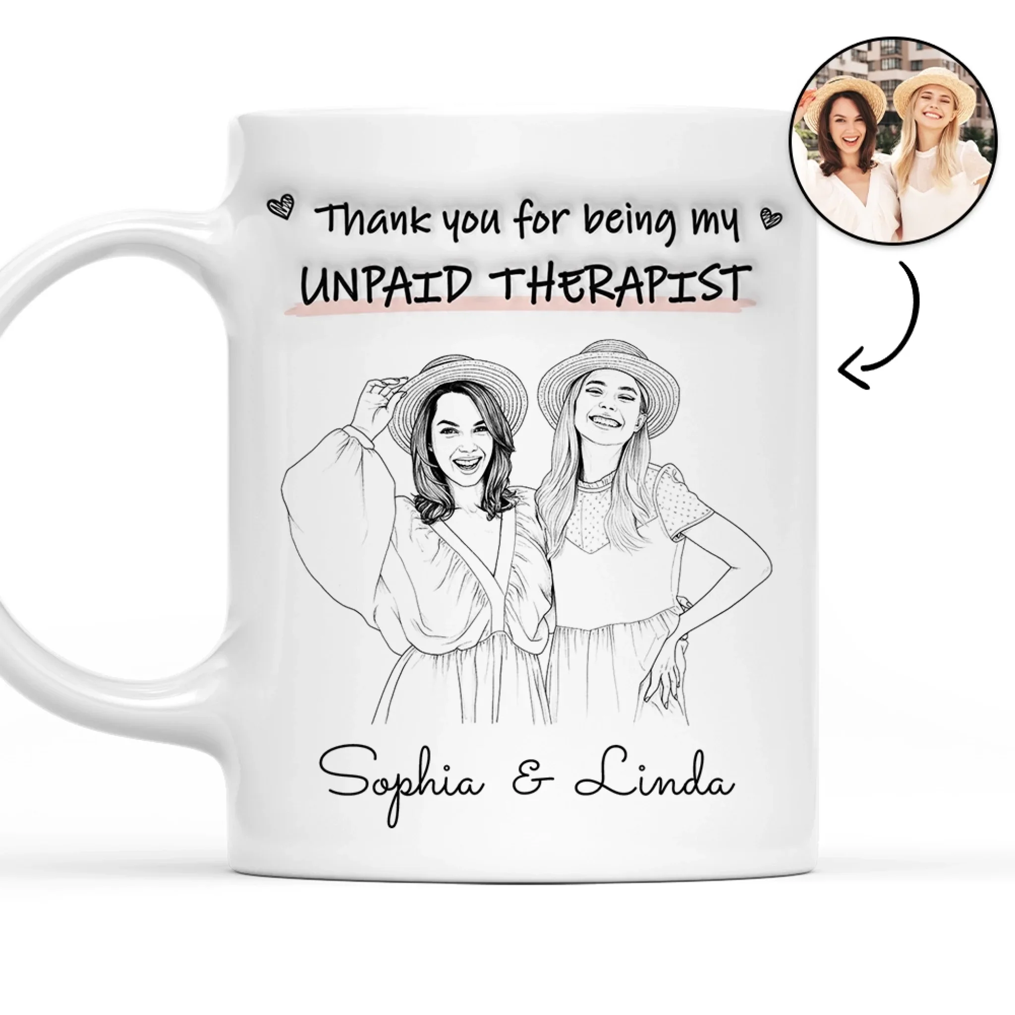 Unpaid Therapist Sketch - Personalized Custom 3D Inflated Effect Mug