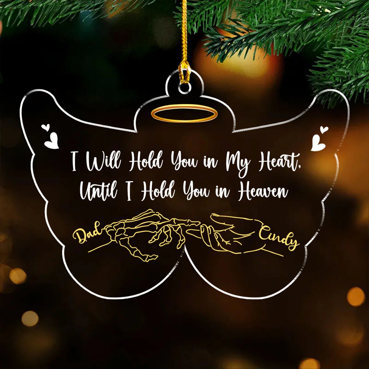 Until I Hold Your Hand In Heaven - Personalized Custom Acrylic Ornament - Image 2