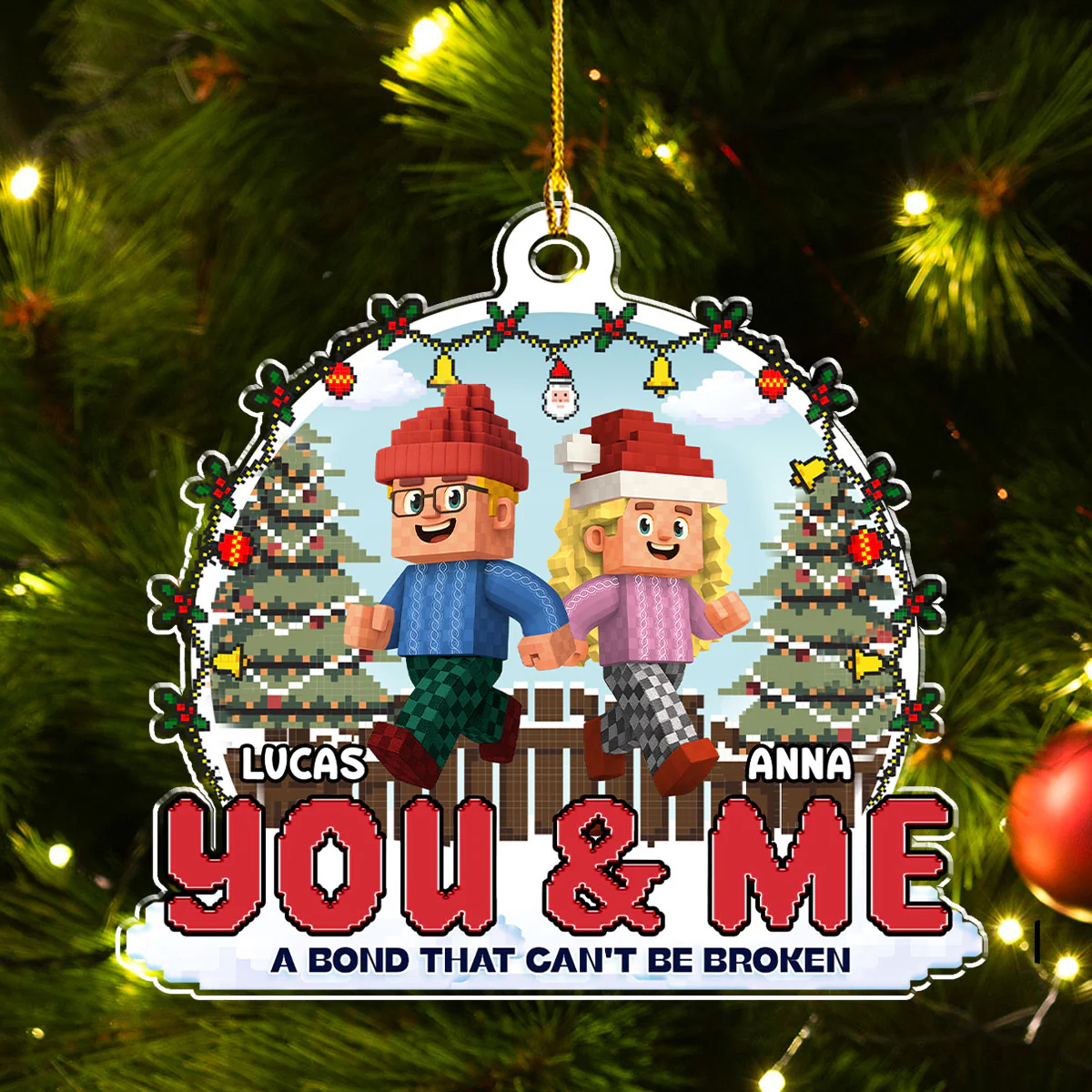 Us Against The World - Personalized Custom Acrylic Ornament - Image 2
