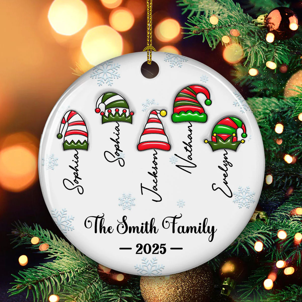 Us As Santas - Personalized Custom 3D Inflated Effect Ceramic Ornament - Image 5
