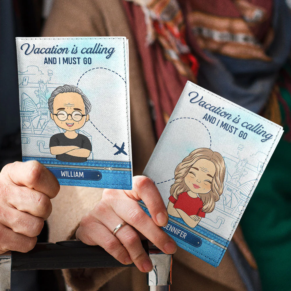 Vacation Is Calling - Personalized Custom Couple Passport Cover - Image 3