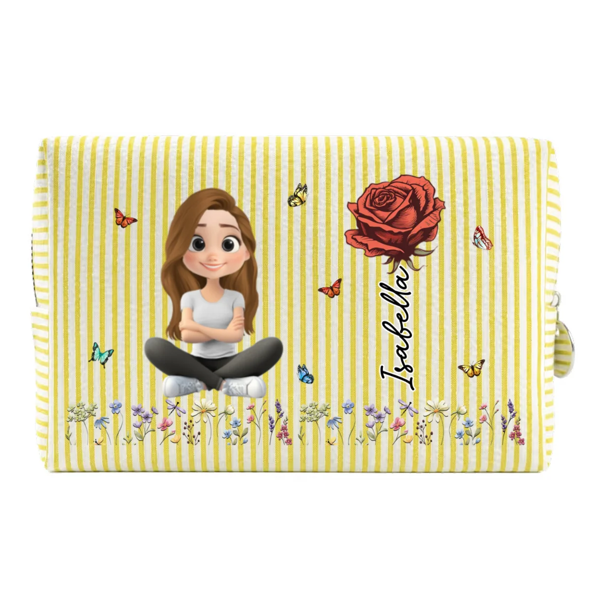 Vintage Floral Soul - Personalized Custom Seersucker Print Makeup Bag - Image 10