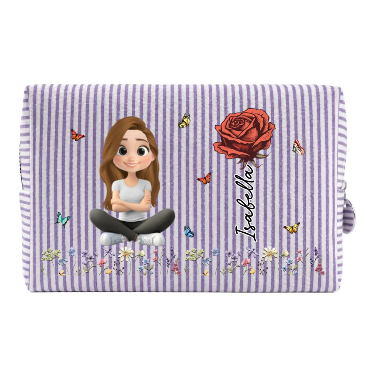 Vintage Floral Soul - Personalized Custom Seersucker Print Makeup Bag - Image 14
