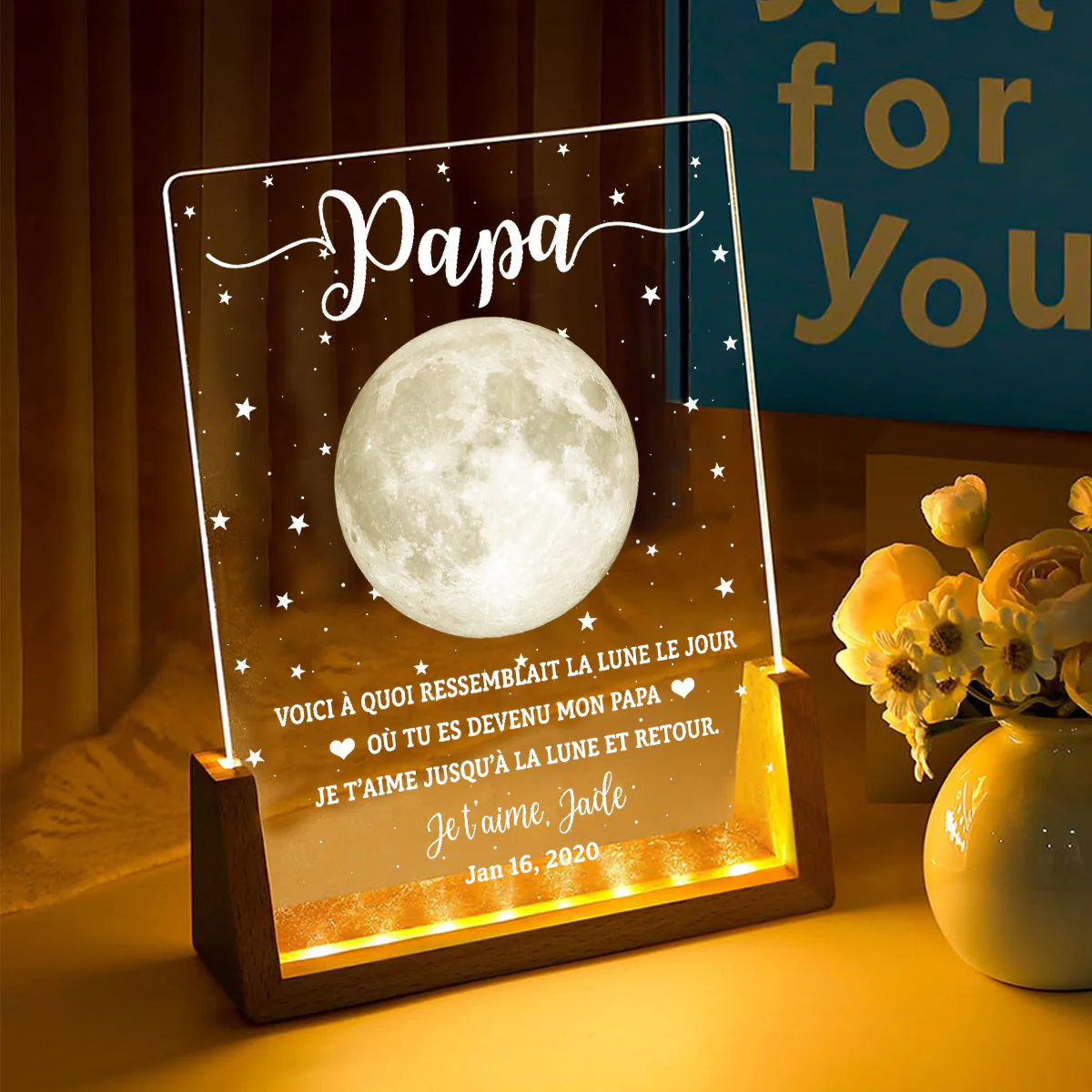 Voici À Quoi Ressemblait La Lune - Veilleuse personnalisée sur mesure - Image 2