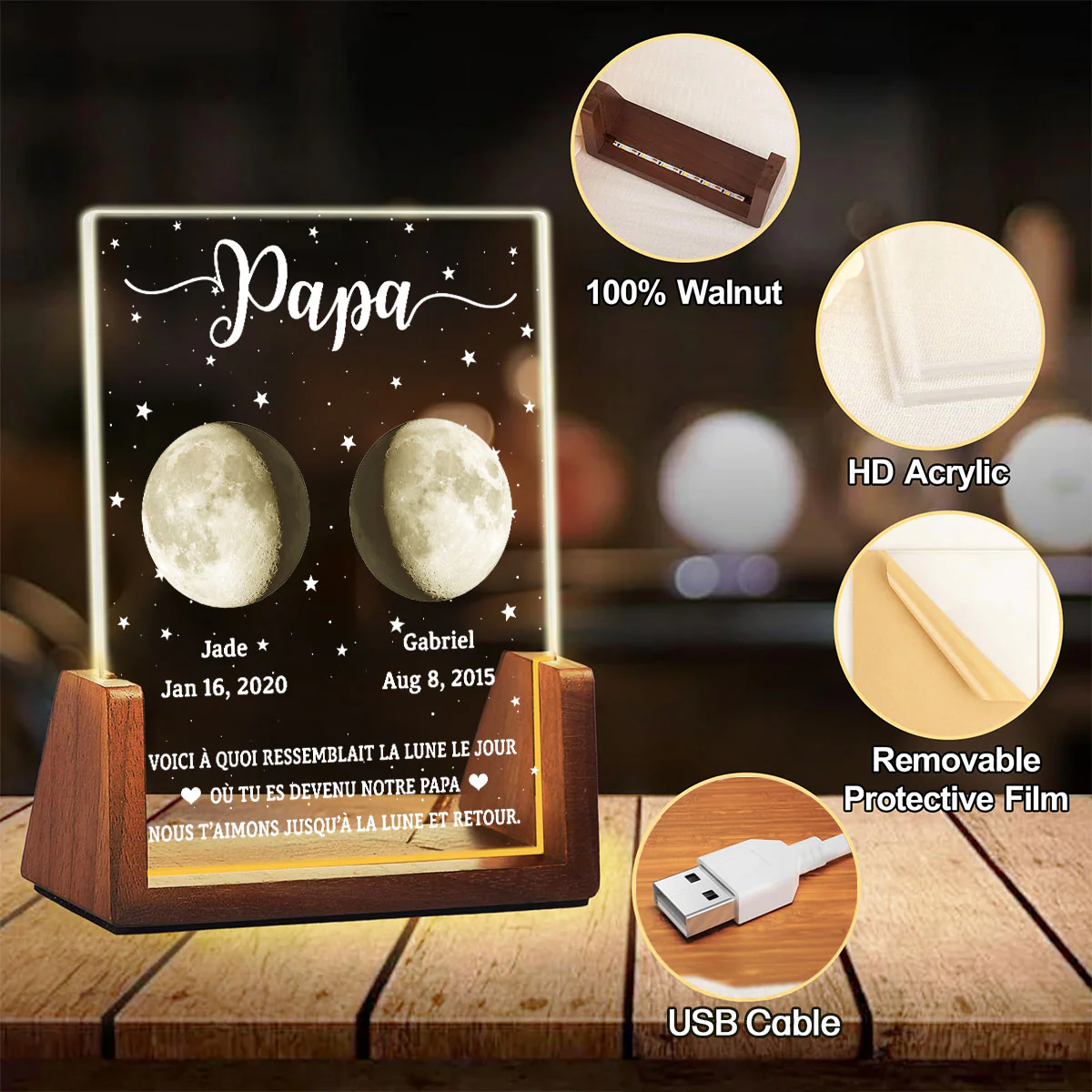 Voici À Quoi Ressemblait La Lune - Veilleuse personnalisée sur mesure - Image 7