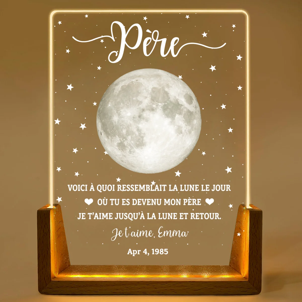 Voici À Quoi Ressemblait La Lune - Veilleuse personnalisée sur mesure - Image 8