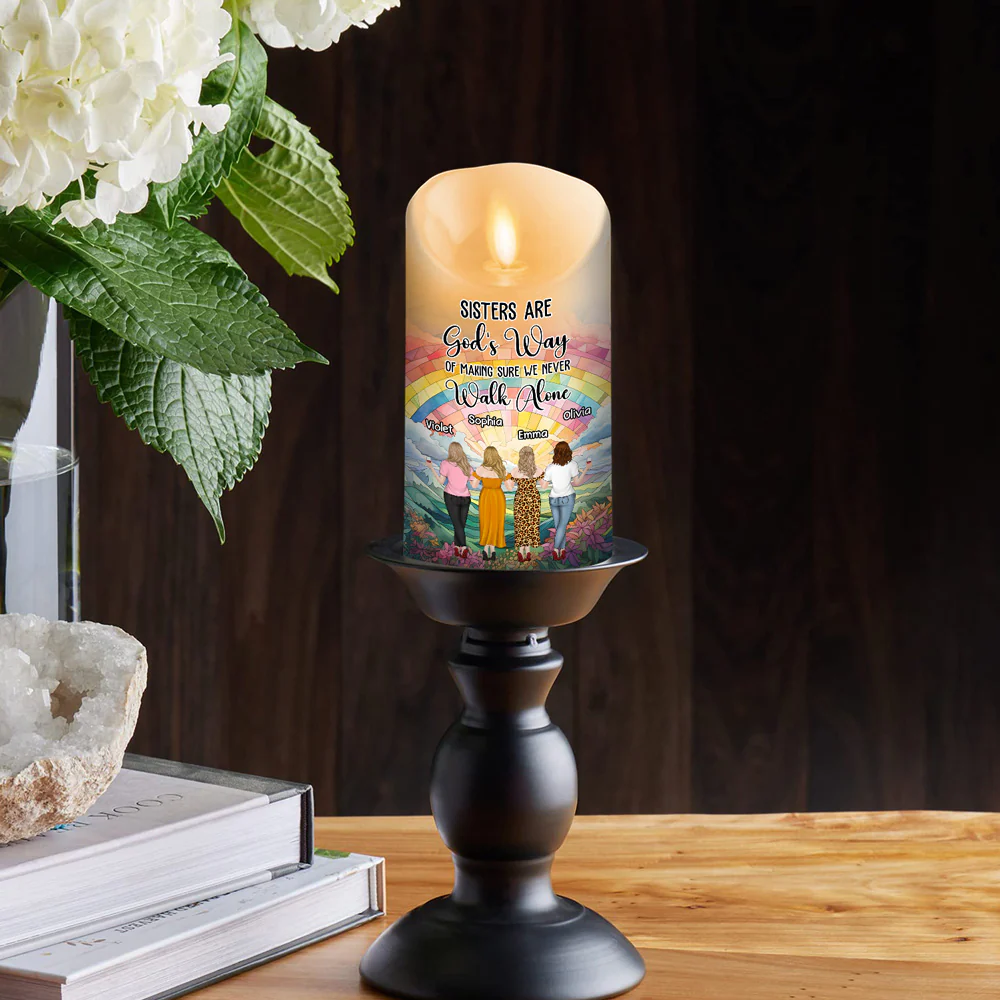 Walk Together Friendship - Personalized Custom LED Candle - Image 3