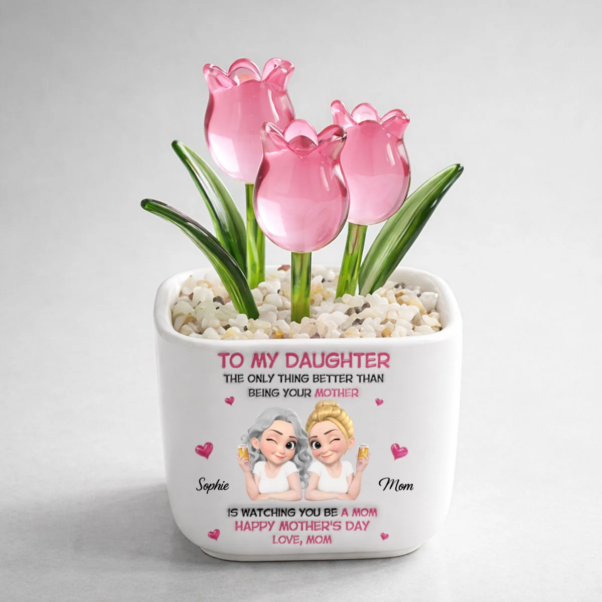 Watching Daughter Be A Mom - Personalized Custom Glass Everlasting Tulips - Image 7