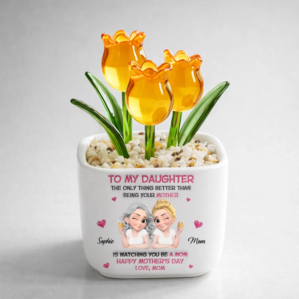 Watching Daughter Be A Mom - Personalized Custom Glass Everlasting Tulips - Image 9