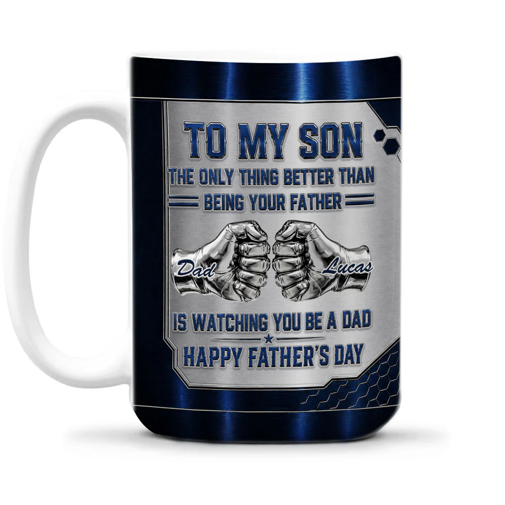 Watching My Son - Personalized Custom 3D Inflated Effect Mug - Image 2