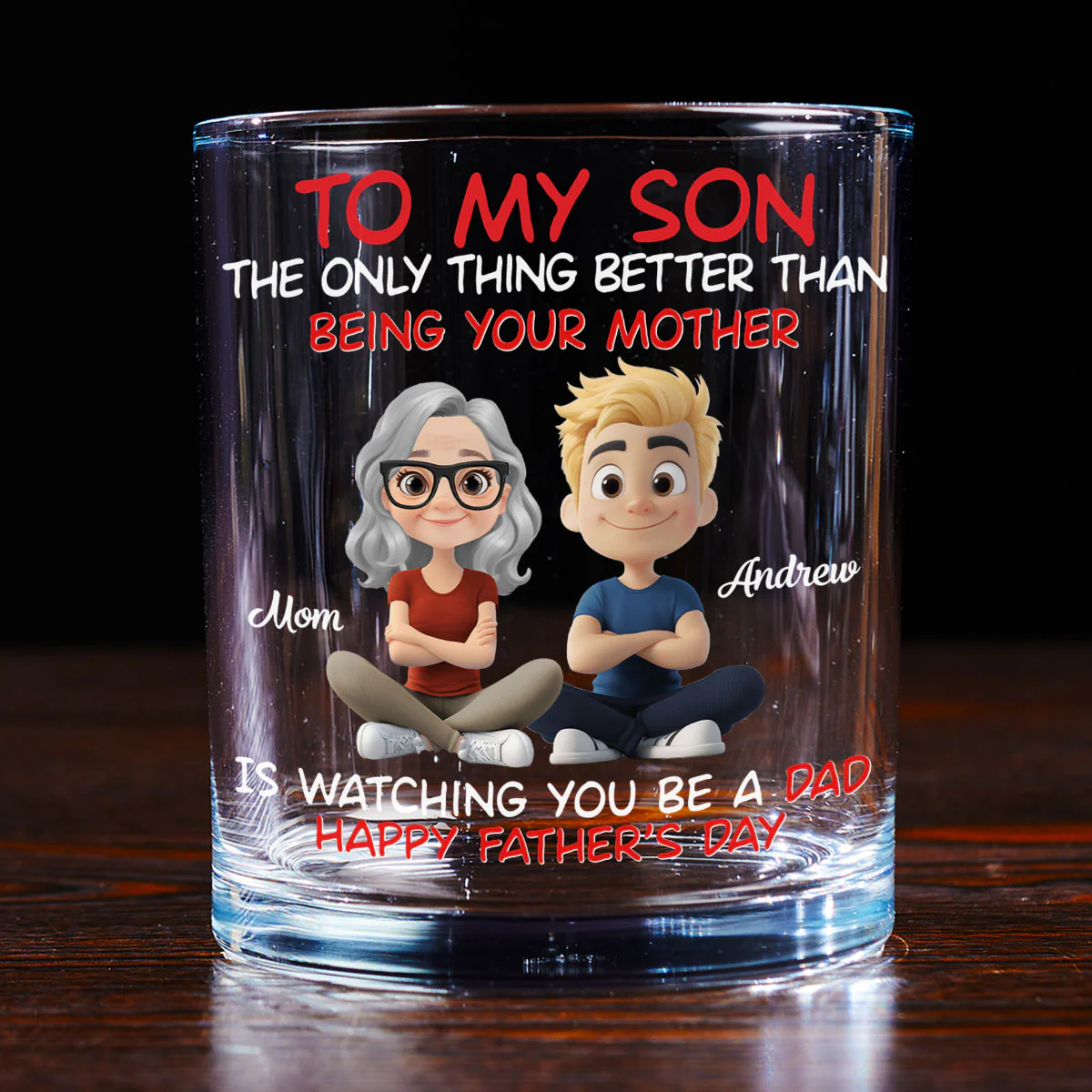 Watching My Son - Personalized Custom Whiskey Glass - Image 3