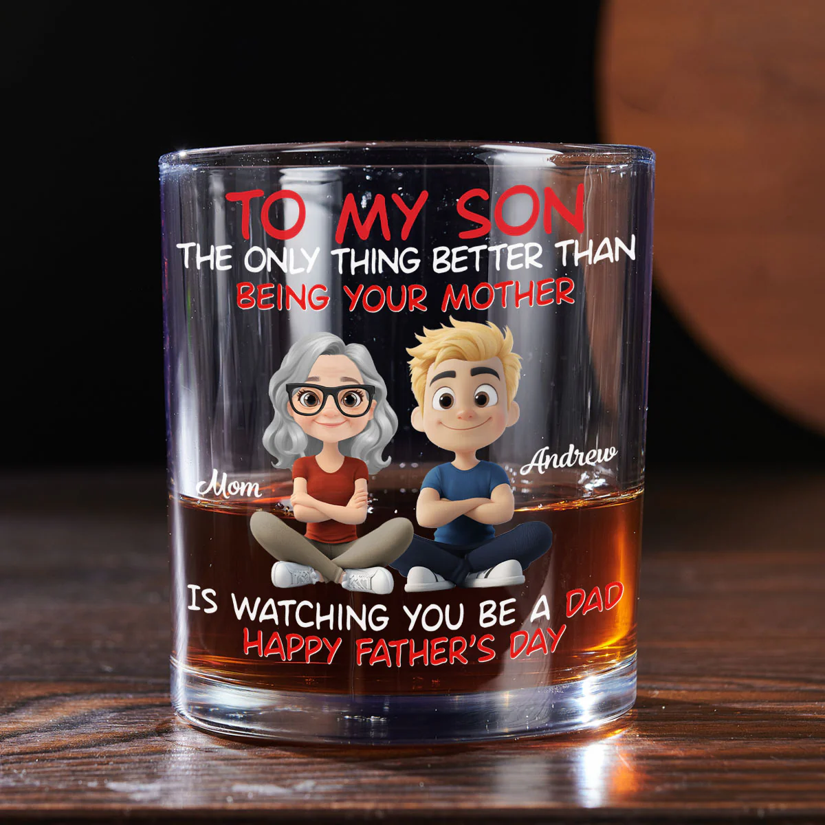 Watching My Son - Personalized Custom Whiskey Glass - Image 4