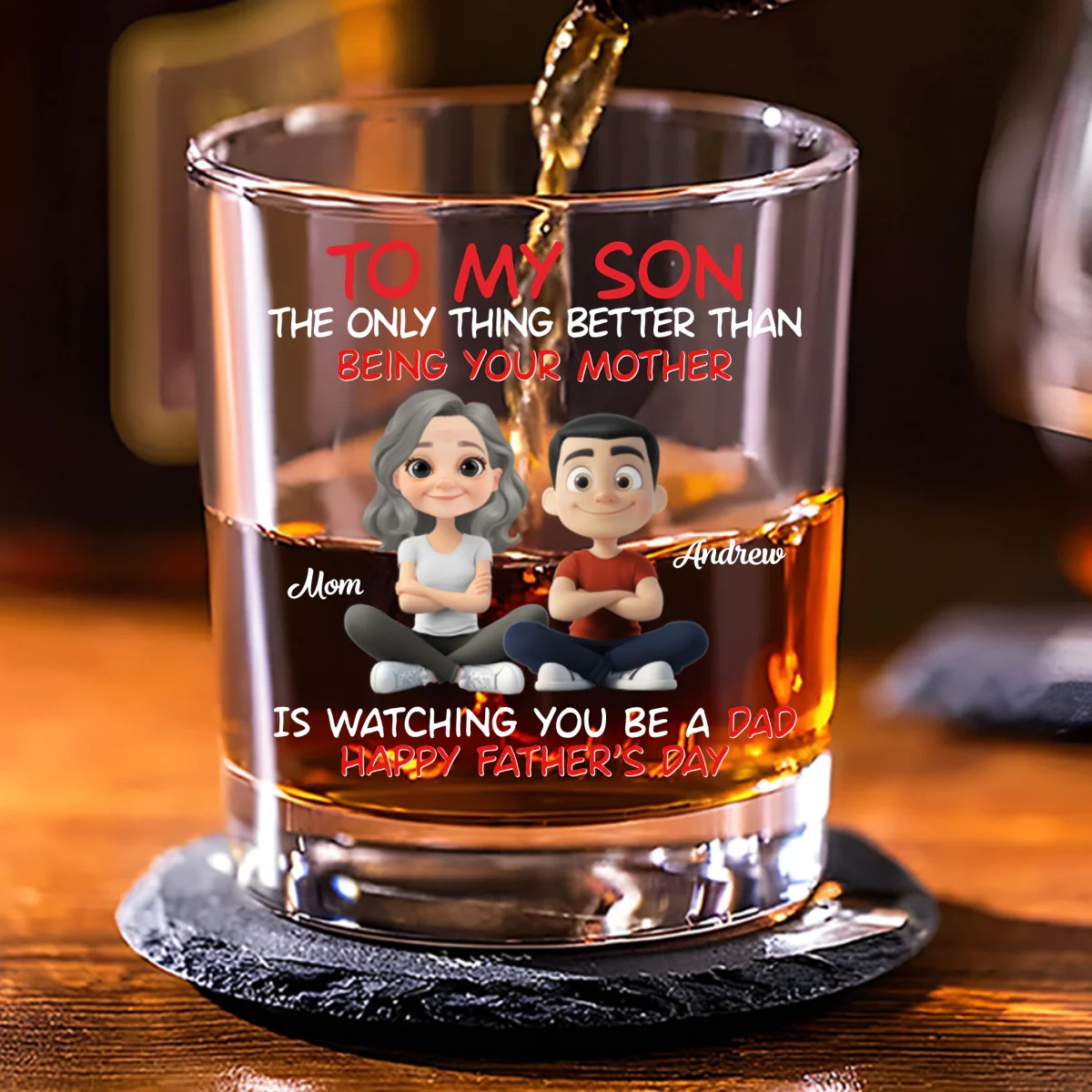 Watching My Son - Personalized Custom Whiskey Glass - Image 7