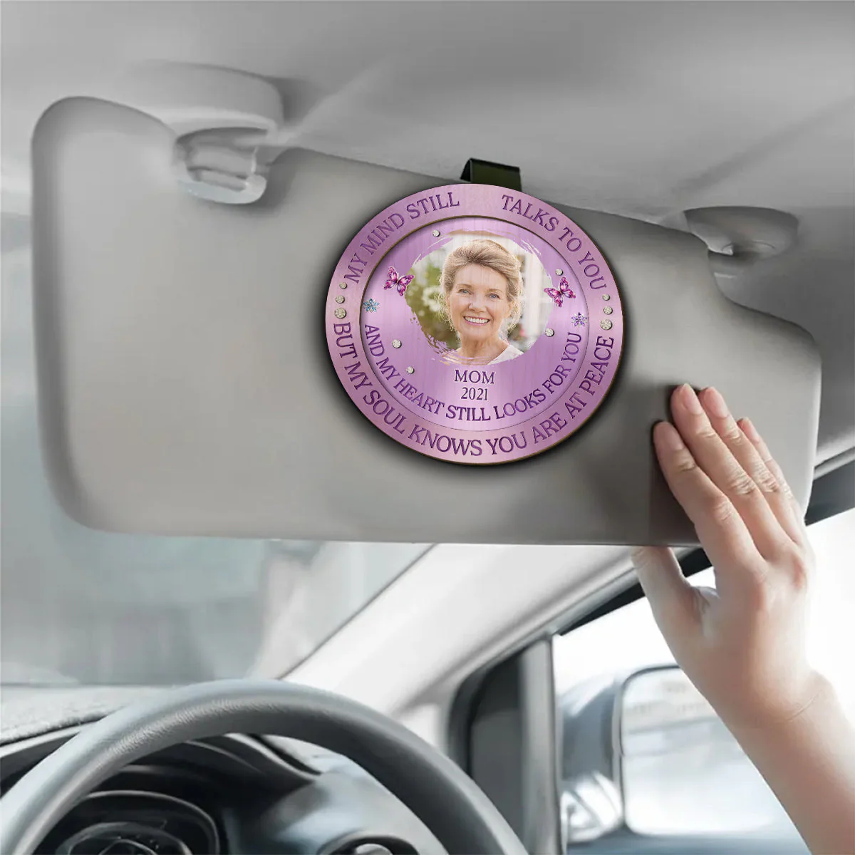 Watching Us From Heaven I Miss You - Personalized Custom Car Visor Clip - Image 3
