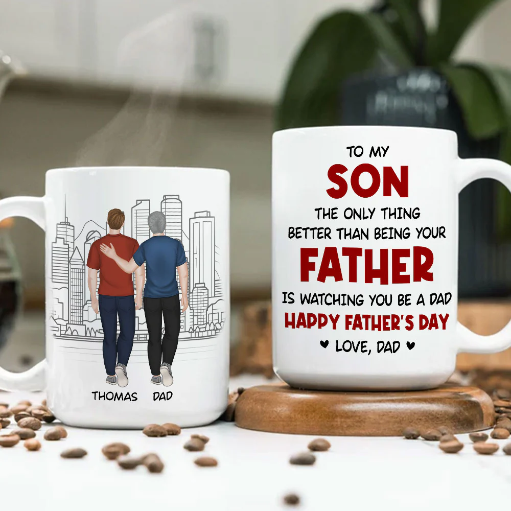 Watching You Be A Dad My Son - Personalized Custom Coffee Mug - Image 4