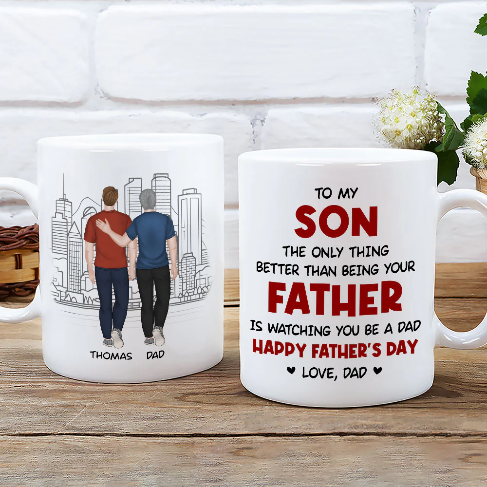 Watching You Be A Dad My Son - Personalized Custom Coffee Mug - Image 5
