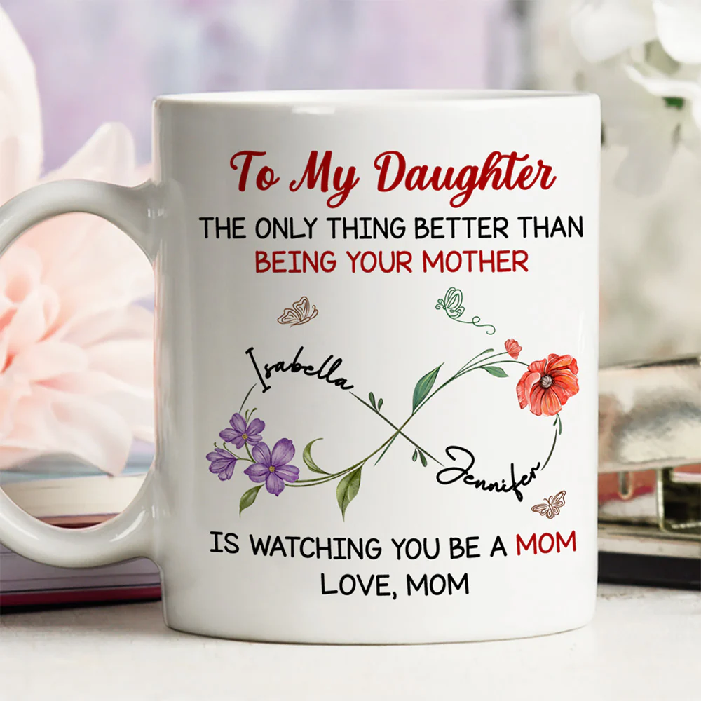Watching You Be A Mom My Daughter - Personalized Custom Coffee Mug - Image 3