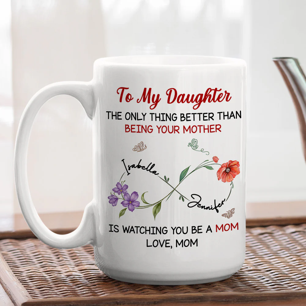 Watching You Be A Mom My Daughter - Personalized Custom Coffee Mug - Image 4